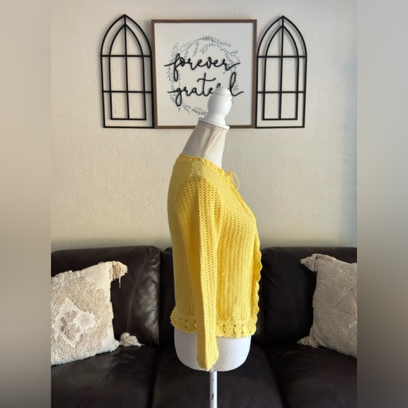Vintage Y2K No Boundaries Bright Yellow Crochet Cardigan Junior’s Size S Retro - Picture 8 of 13